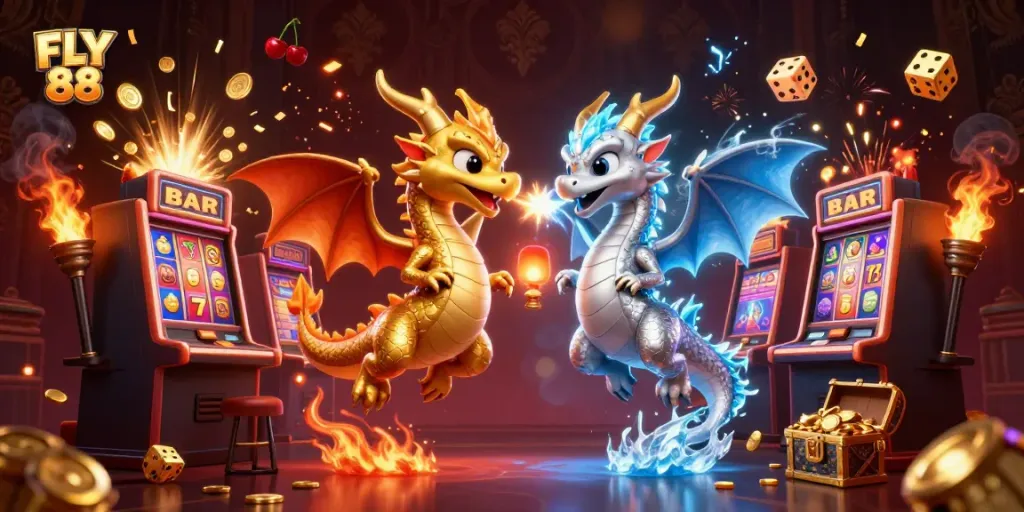 Experience exhilarating gameplay at FLY 88 with dynamic dragons, slots, and jackpot symbols.
