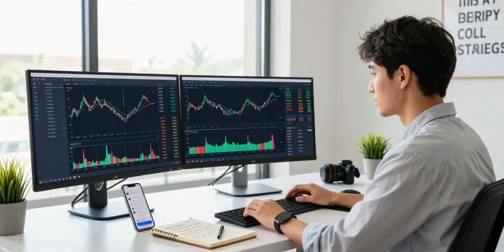 Interface de Couponeau sur un bureau moderne avec marché, analyse et outils d'investissement.