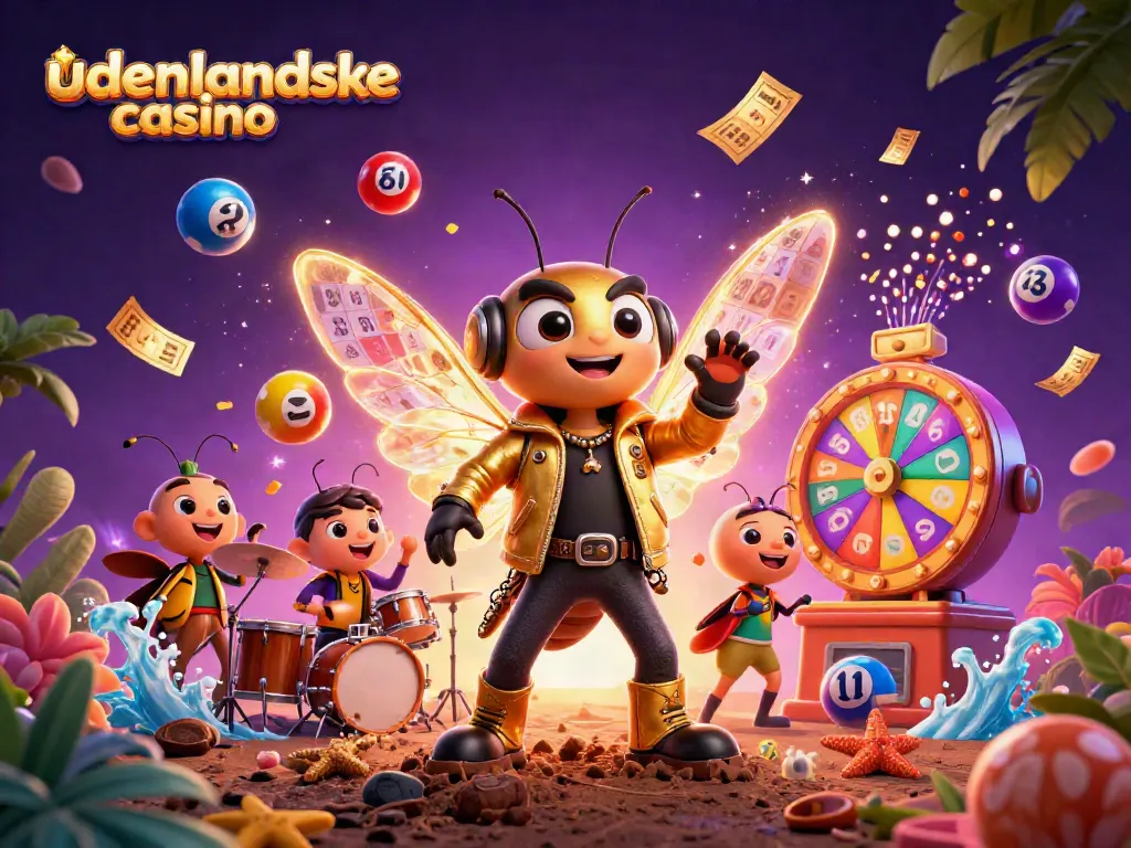 Experience vibrant action with a cicada rock star at udenlandske casino, showcasing exciting game elements.
