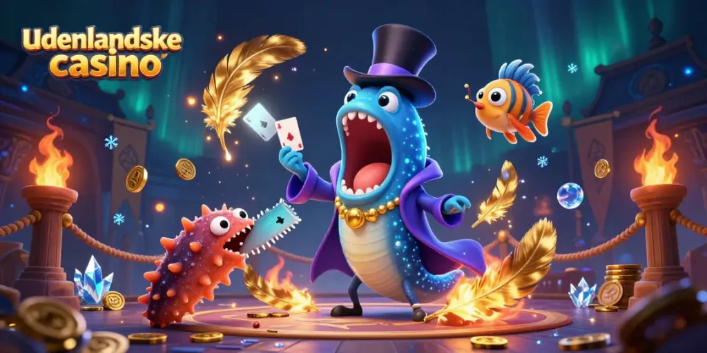 Experience the thrill of udenlandske casino with a magical deep-sea scene filled with vibrant characters and casino symbols.