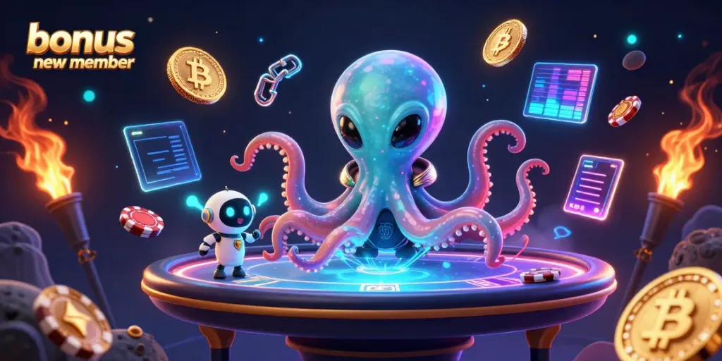 Join the excitement of the bonus new member gaming experience with a vibrant alien scene in a cosmic casino.