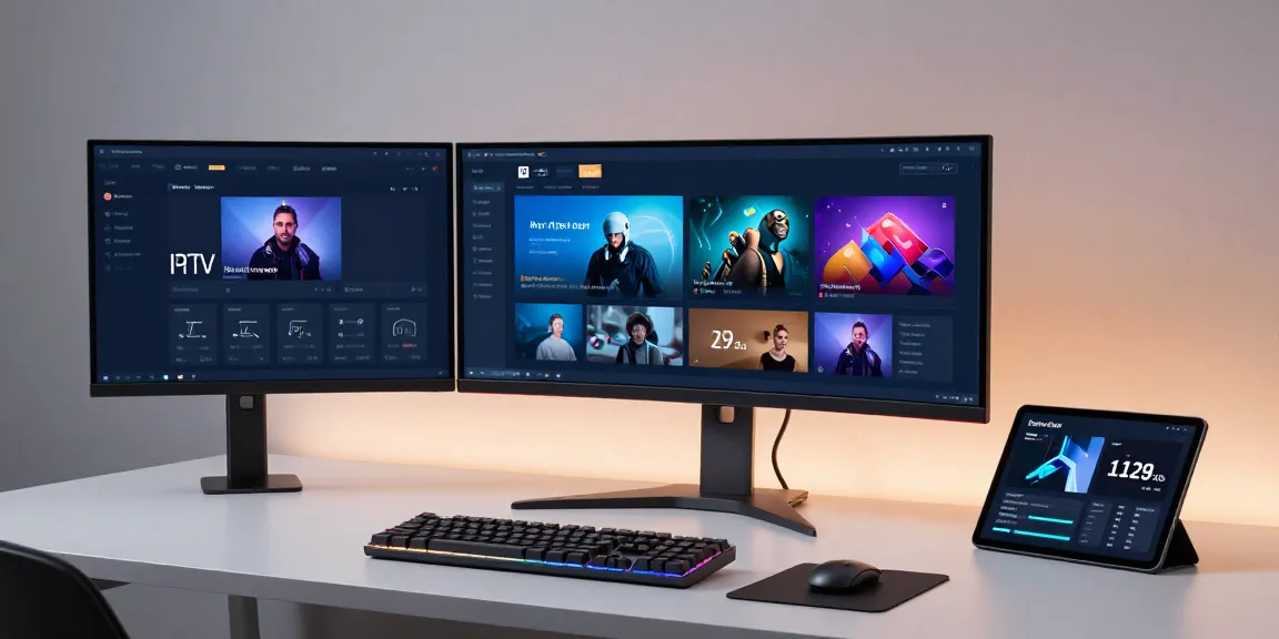 Abonnement IPTV sur une interface technologique moderne, mettant en avant le développement de logiciels et des solutions numériques innovantes.