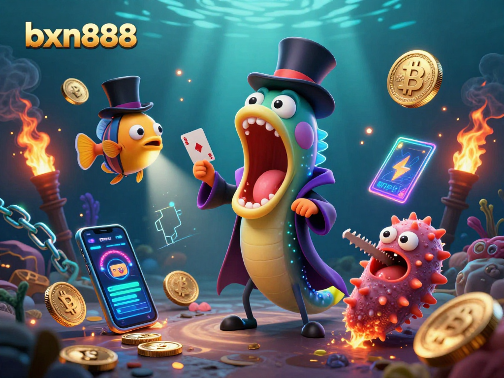 Catch big wins at bxn888 with neon casino magic featuring a bioluminescent eel and anglerfish.