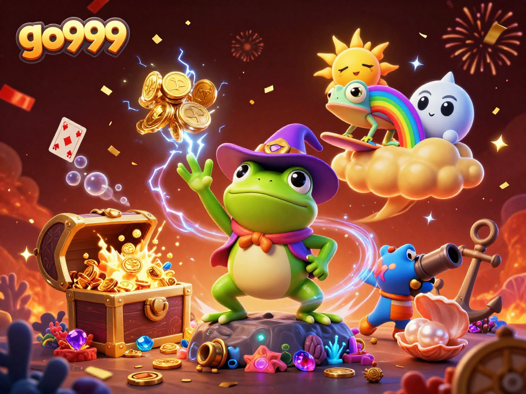 Win big with go999 in this vibrant 3D illustration featuring luck and excitement.