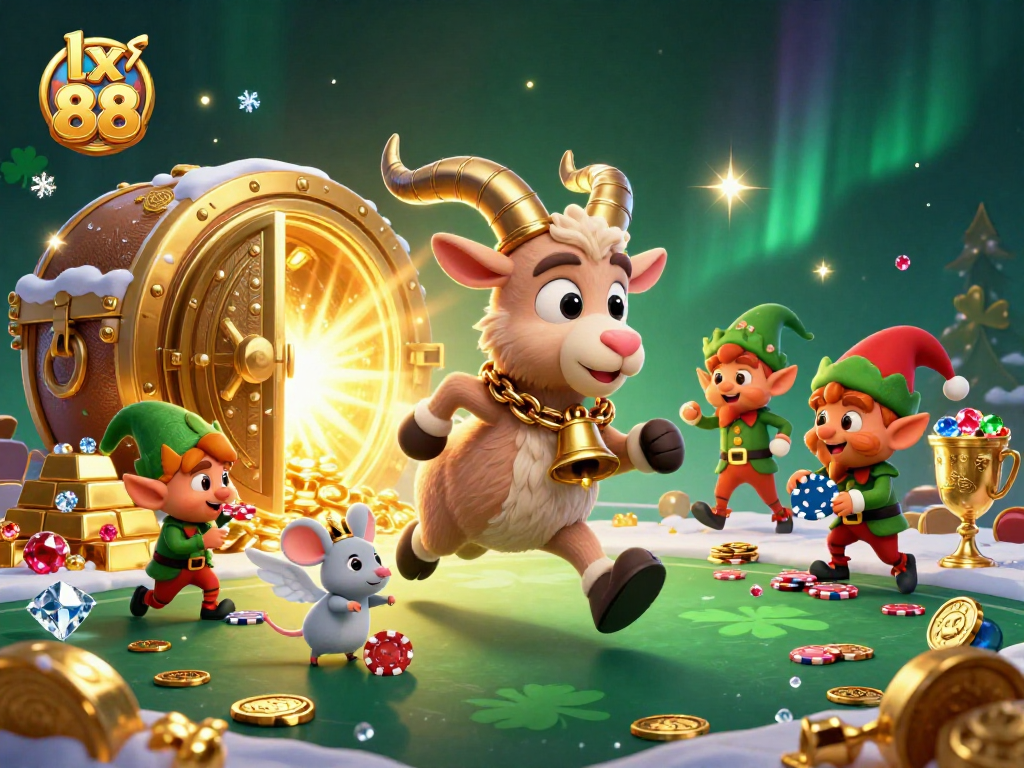 Experience thrilling gameplay at lx 88 casino with dynamic cartoon characters amidst a treasure-filled atmosphere.